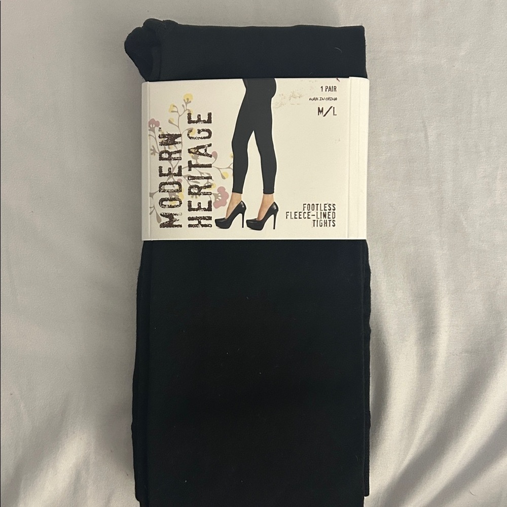Modern Heritage Footless Fleece Lined Tights Size medium/large black NWT